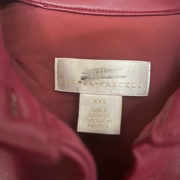 Rachel Parcell Red Vegan Leather Puff Sleeve Belted Collared Dress Size XXS NWT - Picture 5 of 8